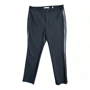 Vince Black Faux Leather Tuxedo Stripe Side Strap Trousers Pants 8